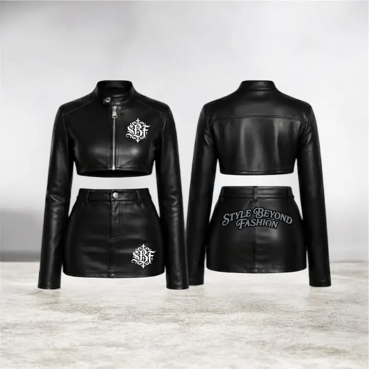 Leather Crop Jacket and Skirt